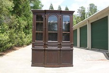 Fabulous Walnut Victorian Triple Door Breakfront Bookcase China Cabinet Ca.1870