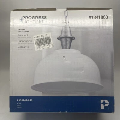 Luz Colgante Cúpula Industrial Blanca Progress Lighting Impress Modelo P500249-030 Foto 1 de 4
