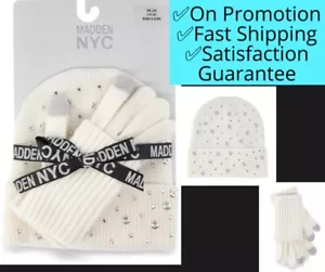 Madden NYC Mujer Gorro y Guante de Invierno Conjunto de 2 Piezas, MARFIL NUEVO - Imagen 1 de 16