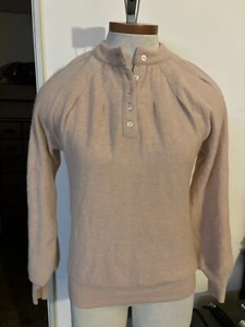 MONTGOMERY WARD *VINTAGE: Pleated LAMBSWOOL/ANGORA Sweater Blouse SZ. L (PEACH) - Picture 1 of 6