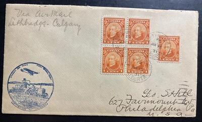 1931 Lethbridge Canadá Primer Vuelo Correo Aéreo Cubierta FFC a Filadelfia PA EE. UU. Foto 1 de 2