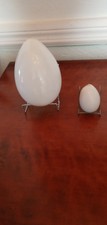 Antique Blown Milk Glass Eggs One Large One Small