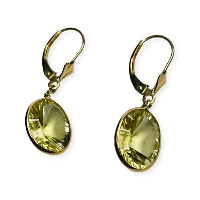 Pendientes de cuarzo limón oro amarillo 14K Lithos Foto 1 de 4