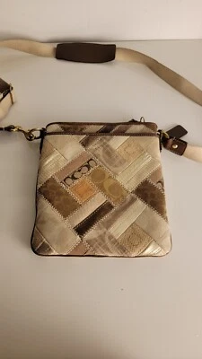 Auténtico COACH Jacquard Cuero Gamuza Bandolera Bolso de Hombro Cartera de Mano Foto 1 de 4