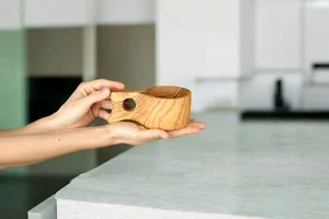 Handmade Kuksa Cup Olive Wood 6oz | Rustic Wooden Camping Mug | Eco Gift - Picture 1 of 12
