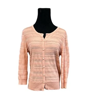 New York & Co Womens Orange Peach Cardigan Sweater Knit Button Size M - Image 1 of 4