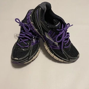 Brooks Womens Athletic Running Shoes Sneakers Size 7.5 Black Purple No Insoles - Picture 1 of 12