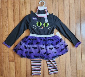 New Little Lass Girl Halloween Cat Outfit Set Size 5 - Picture 1 of 3
