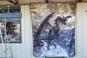 DRAGON ROGUE DRAGONS MYTHICAL FANTASY SKY QUEEN BLANKET BEDSPREAD - Picture 1 of 3