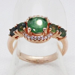 Smaragd Cubic Zirkonia Ring 925 Silber 585 Roségold vergoldet 16,2 mm 51 - Bild 1 von 5