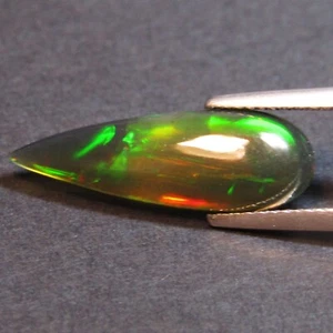 3.12Cts Natural Color Play Ethiopian Black Opal Long Pear Cabochon Loose Gem - Picture 1 of 6