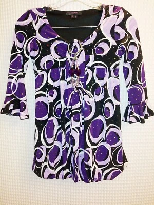 Pullover Top Niñas My Michelle Púrpura Geométrico Brillos Volantes Cintura Imperio 8 Foto 1 de 4