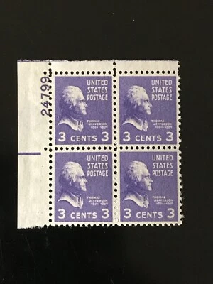 USA Franklin Roosevelt 1938 Scott #807 3c MINT OG NH XF Plate Block UL - Image 1 of 3
