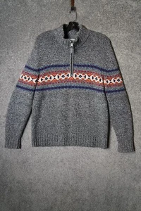 Jack Spade 1/4 Zip Sweater Mens L Mock Neck Lambswool Gray - Picture 1 of 6