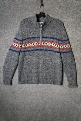 Jack Spade 1/4 Zip Sweater Mens L Mock Neck Lambswool Gray - Image 1 of 4