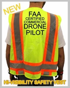 DROHNENZERTIFIZIERTER PILOT HOHE SICHTBARKEIT SICHERHEIT GRÜNE WESTE SCHWARZ DESIGN NEU - Bild 1 von 2