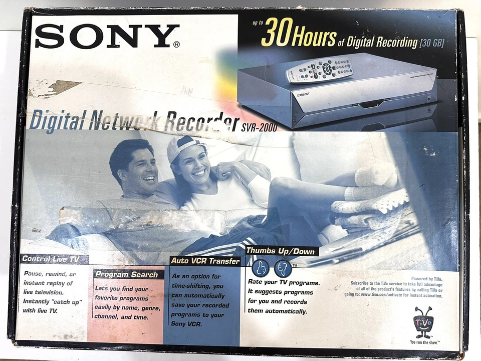 SONY SVR-2000 TiVo DVR Digital Recorder w Remote Upgraded Ethernet +160 Hrs - Image 1 of 4