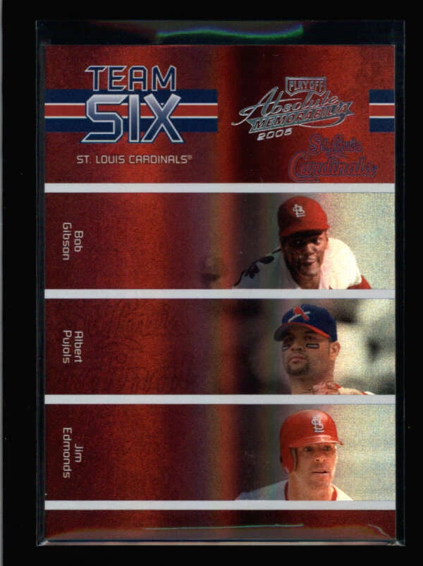 GIBSON / PUJOLS / EDMONDS + 2005 PLAYOFF ABSOLUT #TS-54 TEAM SIX RED /50 AY7656 - Imagem 1 de 1