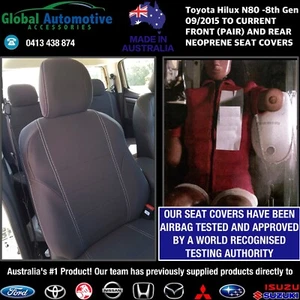 Fits Toyota HiLux N80 Front and Rear Neoprene Seat Covers Workmate, SR, SR5 N80 - Picture 1 of 11