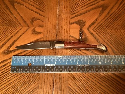 Cuchillo Plegable Laguiole y Sacacorchos Mango de Madera con Cruz de Pastor 8.5” C2 Foto 1 de 4