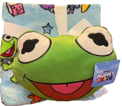 Kermit Muppet Babies Nogginz Pillow & Plush Throw Blanket NWT 2019 Jay Franco - Image 1 of 4