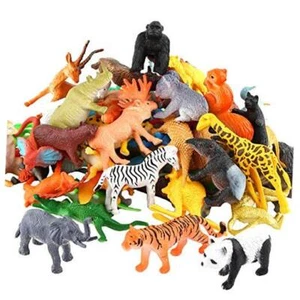 Animals Figure,54 Piece Mini Jungle Toys Set, Realistic Wild Vinyl Plastic  - Picture 1 of 8