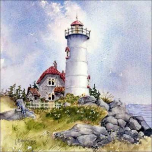 Sequin's Lighthouse Accent & Decor Tile Edie Hopkins Art CCI-EH3AT - Picture 1 of 2