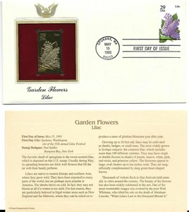 Garden Flowers-Lilac-1st day issue-Golden Replica - Picture 1 of 1