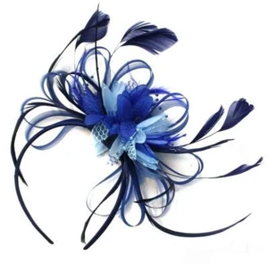 Diadema fascinadora azul marino, azul real y azul claro Reino Unido boda carreras ascot - Imagen 1 de 1
