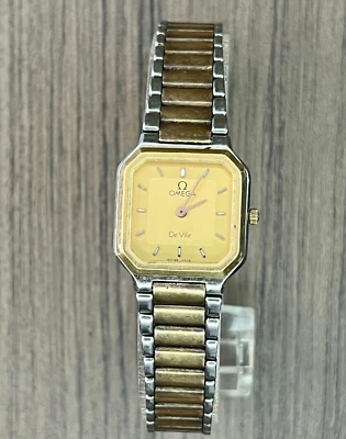 Reloj Omega De Ville 1450 de cuarzo para dama esfera dorada acero inoxidable vintage Foto 1 de 4