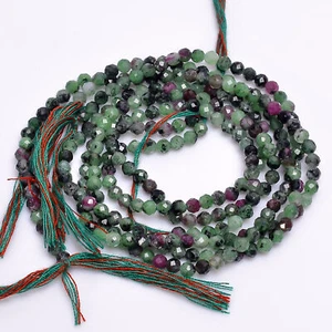 100% Natural Ruby Zoisite Gemstone Round Faceted Beads 3X3 mm Strand 13" GB-246 - Picture 1 of 2