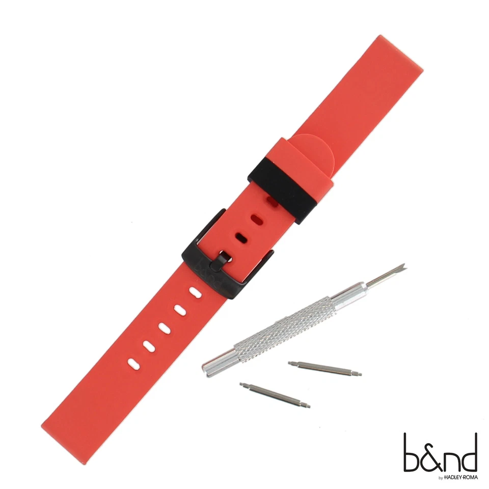 B&ND Hadley Roma BND300 Mode 16mm Red Genuine Silicone Strap Fits Smart Watch - Image 1 of 4