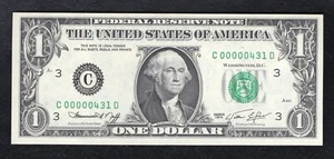 1974 $1 FRN FEDERAL RESERVE NOTE PHILADELPHIA, PA “LOW S/N C00000431D” UNC - Picture 1 of 2