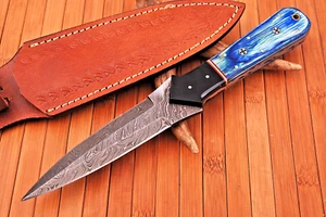 CUSTOM HANDMADE FORGED DAMASCUS STEEL BOOT KNIFE DAGGER HUNTING KNIFE 952 - Picture 1 of 5