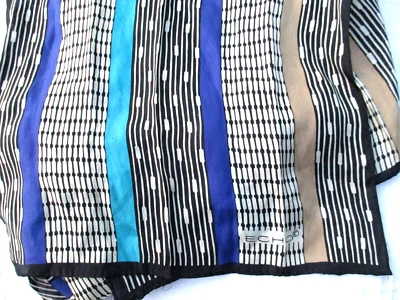ECHO Silk Vintage 51 x 11 Rectangle Scarf Mod Piston Rod Print Colorblock Stripe - Image 1 of 4