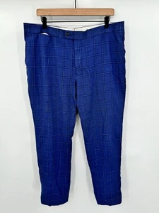 Pantalones de vestir Suitsupply Sienna frente plano lana pantalones azul ventana 38x29 - Imagen 1 de 5