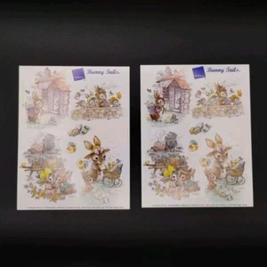 Vtg Giordano Bunny Tails Easter Stickers Rabbit Family Spring Eggs 2 Sheets - Picture 1 of 5