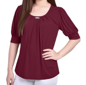 Maglione donna grande collezione NY maglia rododendro maniche corte palloncino - Foto 1 di 7