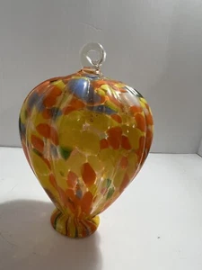 Art Glass Blown Glass Colorful Hot Air Balloon Hanger Heavy  6.5" Tall - Picture 1 of 5