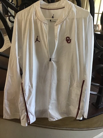 Oklahoma Sooners Coaches Pullover Mens L White 1/4 Zip Jordan Jacket Cover