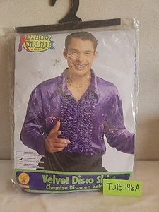 Velvet Disco Shirt 70's Retro Ruffled Halloween Adult Costume Size M - Picture 1 of 5