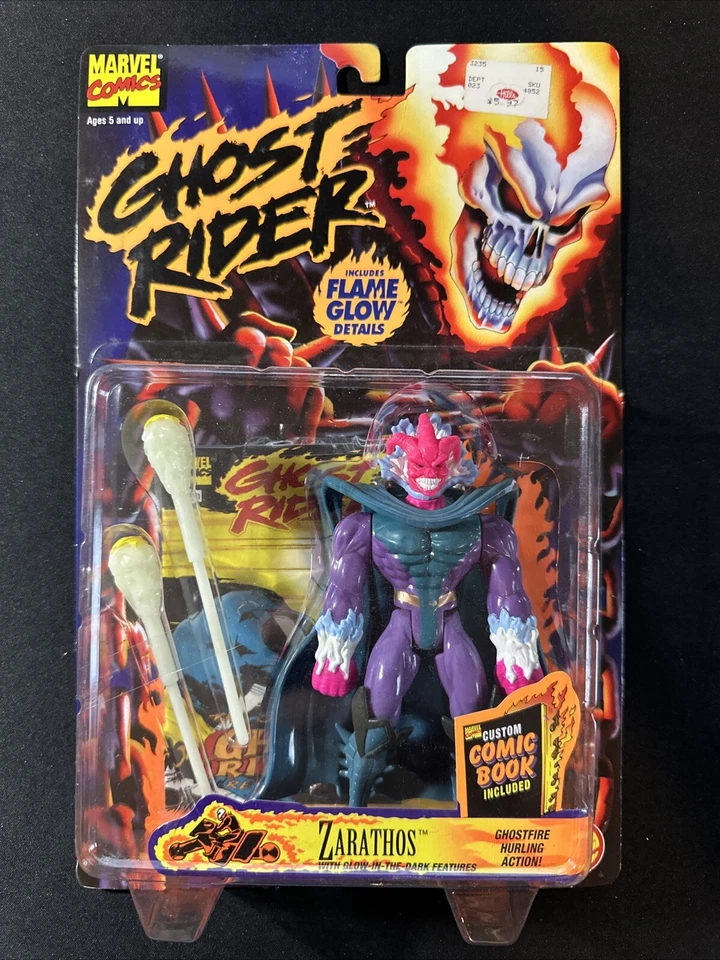 Figura de acción Ghost Rider ZARATHOS 5” Toy Biz de colección 1995 sin usar, en caja nueva con mini cómic Foto 1 de 4
