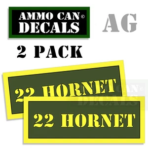 22 HORNET Ammo Can Decals Ammunition Ammo Can Labels 3"x1.15" Vinyl 2-pack - Picture 1 of 2