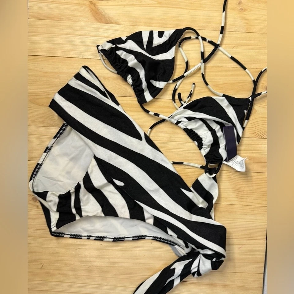 Bikini Ralph Lauren con estampado de cebra etiqueta púrpura. Talla 4/6. Buen estado. Y2K Foto 1 de 4