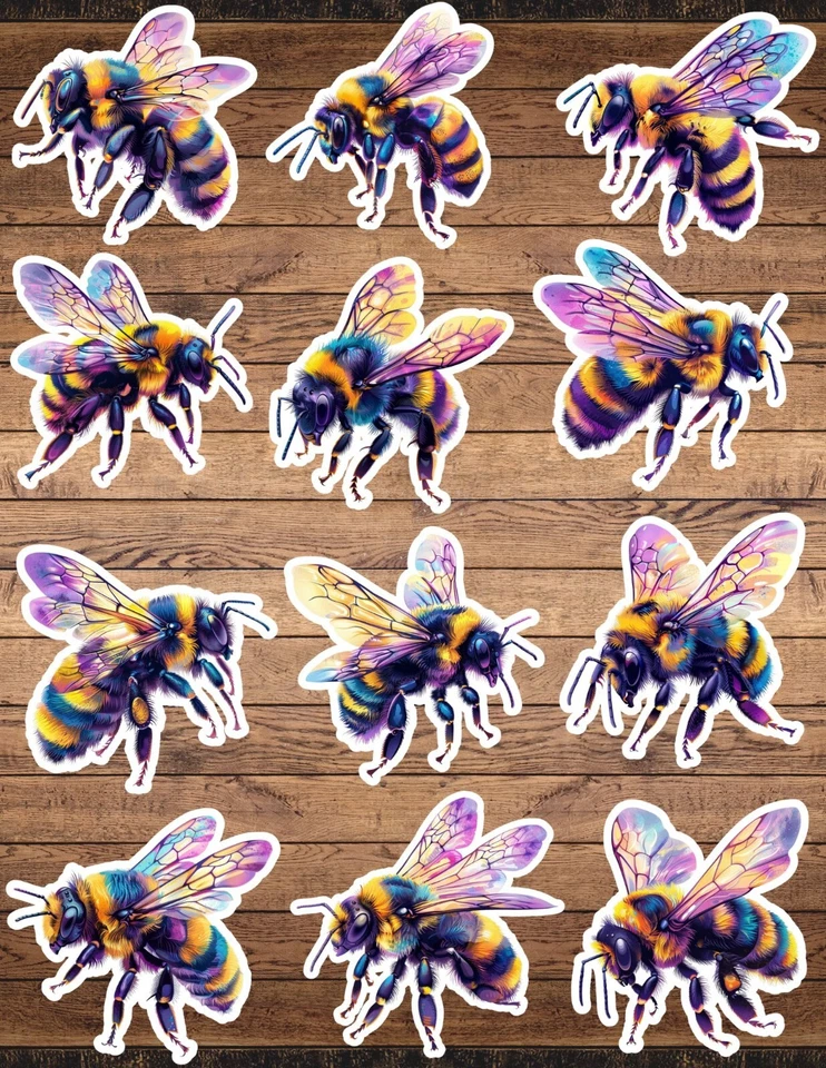 Juego de pegatinas de vinilo troqueladas holográficas de abeja álbum de recortes portátil botella de agua  Foto 1 de 1