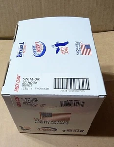1000 - 3/0 Eagle Claw 570 Bronze Jig Hooks for Molds - Picture 1 of 1
