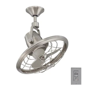 Oscillating Ceiling Fan 18 in. Wall Control Indoor Outdoor Small Room Brushed - Picture 1 of 7