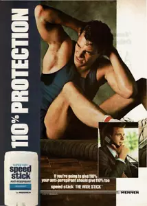 1989 Vintage Print Ad Mennen Speed Stick 110% Protection Crunches Car Phone - Picture 1 of 2