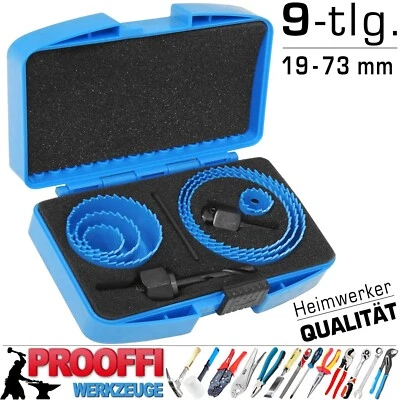 9 tlg. Lochsäge Lochschneider Kreisschneider Set 19mm - 73mm Holz PVC Ri-Gips XT - Bild 1 von 4