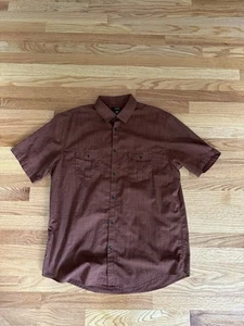 Alfani Orange Brown Auburn Short Sleeve Size L Button Shirt Men’s - Picture 1 of 10